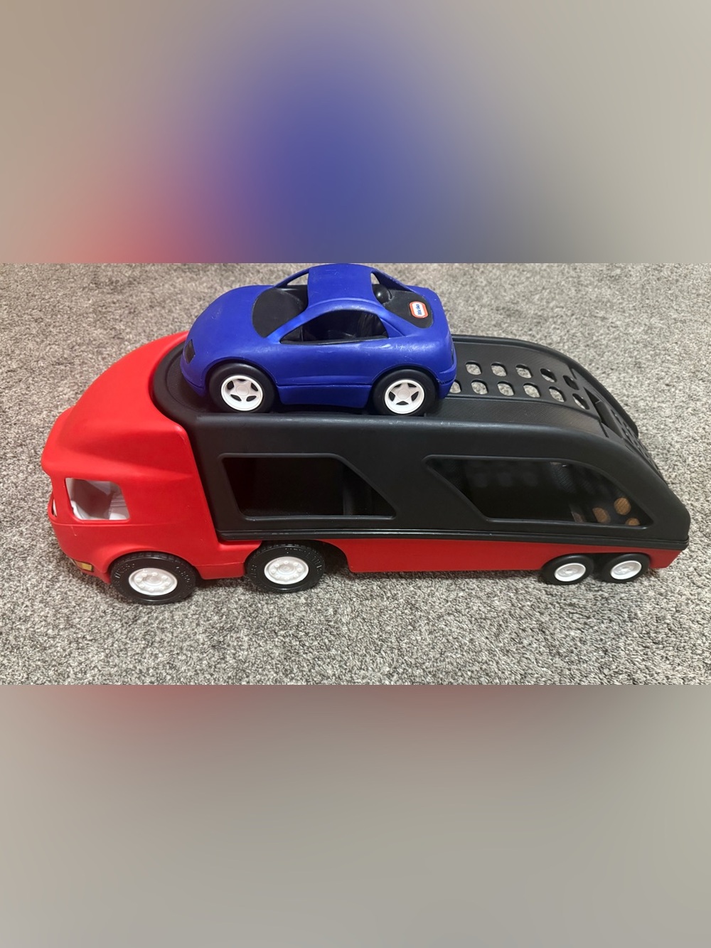 Little Tikes Red and Black Toy Car Carrier Truck with Blue Toy Car - Kids Toys